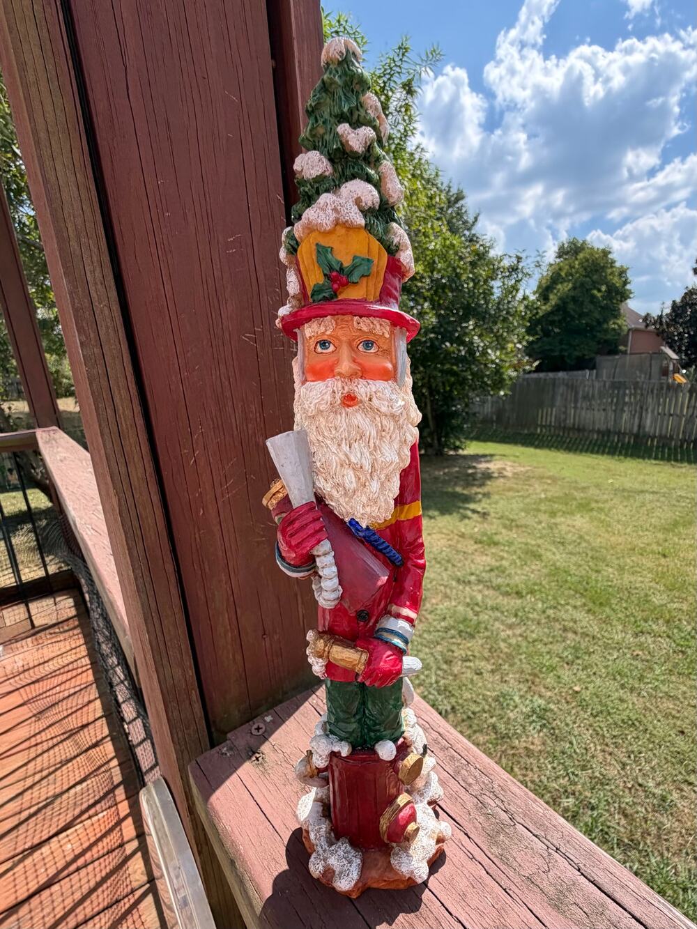 Vtg 1996 Kurt Adler Firefighter Pencil Santa Figurine 12” Dalmatian Hydrant